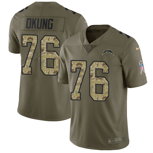 Nike Chargers #76 Russell Okung Olive/Camo Men's Stitched NFL Limited Salute To Service Jersey
